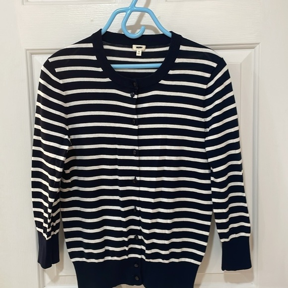 J. Crew Striped Cotton Cardigan Jackie - Picture 1 of 5